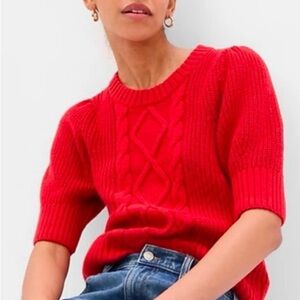 Gap Red Cable Knit Short Sleeve Sweater – Size L